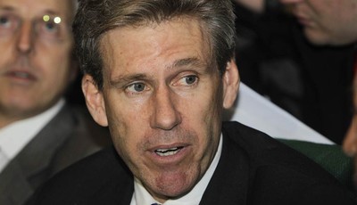 
              FILE - In this April 11, 2011, file photo, then U.S. envoy Chris Stevens attends meetings at the Tibesty Hotel where an African Union delegation was meeting with opposition leaders in B